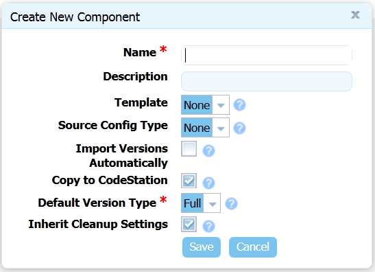 Create New Component Dialog